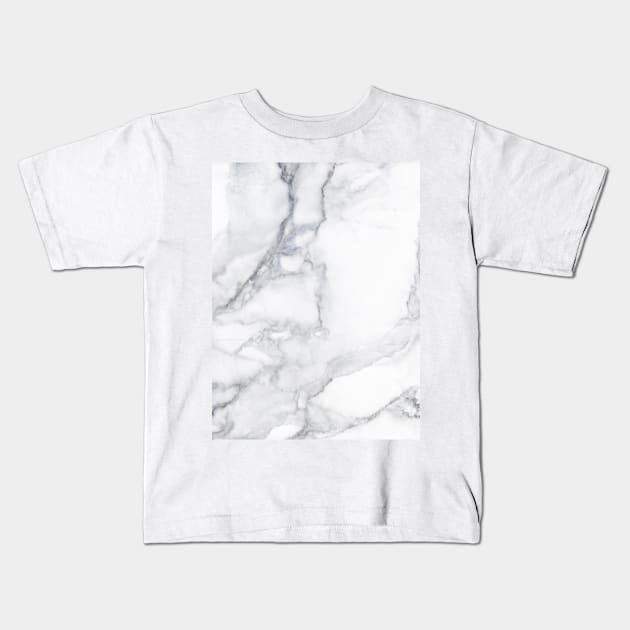 White marble Kids T-Shirt by CatyArte